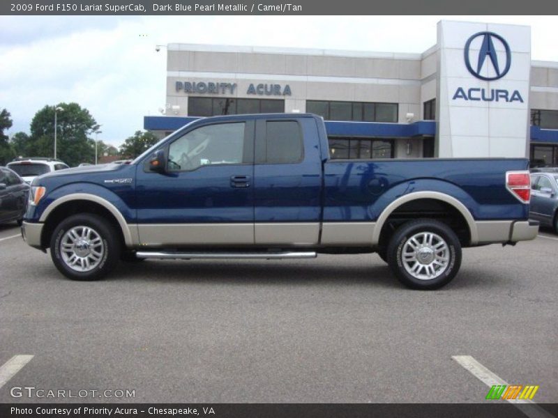 Dark Blue Pearl Metallic / Camel/Tan 2009 Ford F150 Lariat SuperCab
