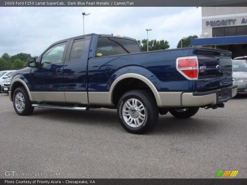 Dark Blue Pearl Metallic / Camel/Tan 2009 Ford F150 Lariat SuperCab