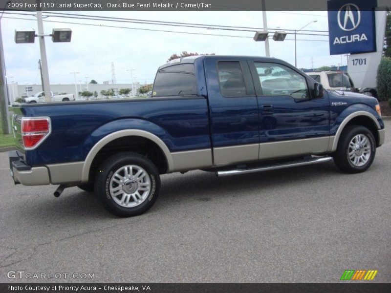 Dark Blue Pearl Metallic / Camel/Tan 2009 Ford F150 Lariat SuperCab