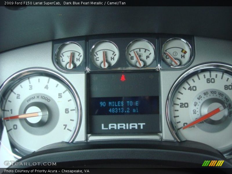 Dark Blue Pearl Metallic / Camel/Tan 2009 Ford F150 Lariat SuperCab