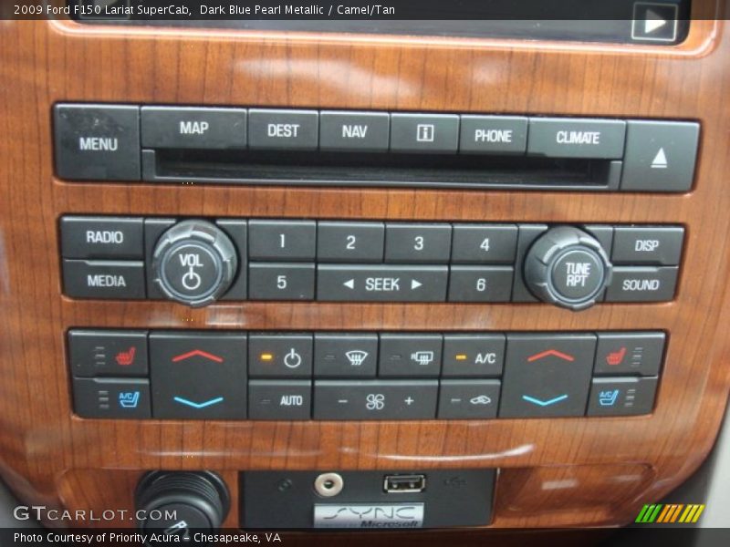 Dark Blue Pearl Metallic / Camel/Tan 2009 Ford F150 Lariat SuperCab
