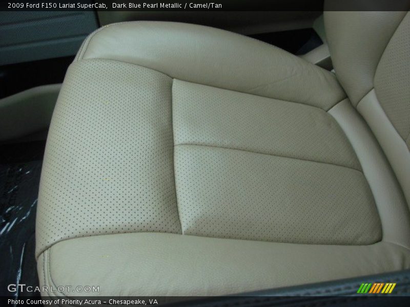 Dark Blue Pearl Metallic / Camel/Tan 2009 Ford F150 Lariat SuperCab