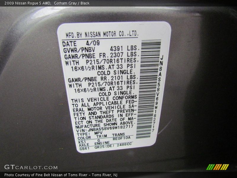 Gotham Gray / Black 2009 Nissan Rogue S AWD