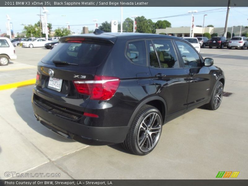 Black Sapphire Metallic / Sand Beige Nevada Leather 2011 BMW X3 xDrive 35i
