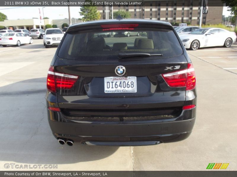 Black Sapphire Metallic / Sand Beige Nevada Leather 2011 BMW X3 xDrive 35i
