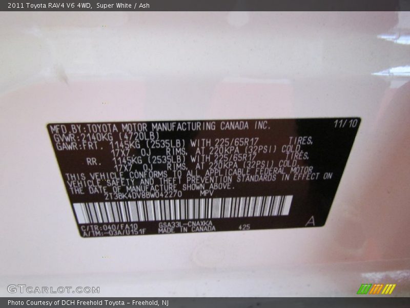 Super White / Ash 2011 Toyota RAV4 V6 4WD