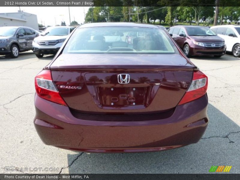 Crimson Pearl / Beige 2012 Honda Civic LX Sedan