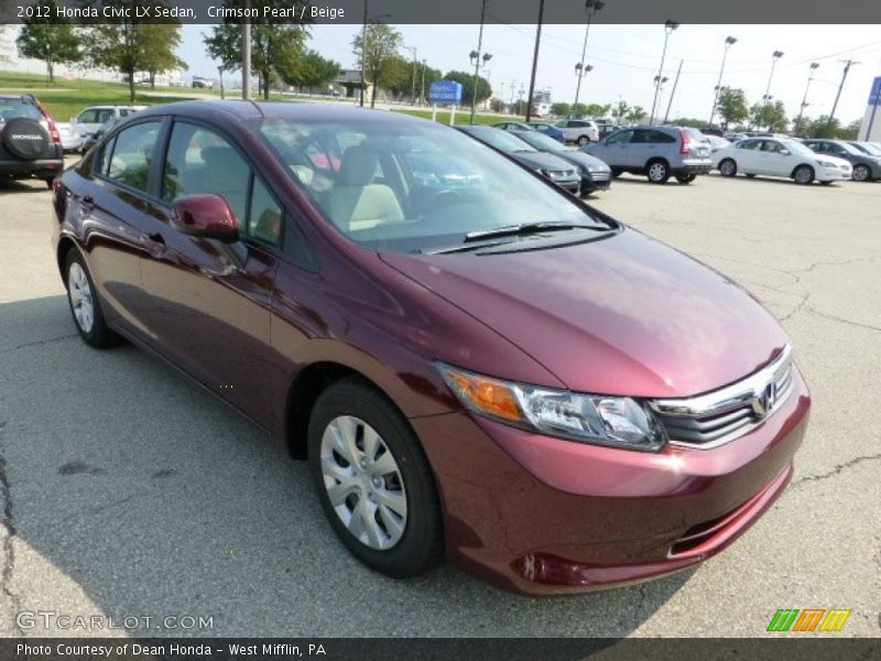 Crimson Pearl / Beige 2012 Honda Civic LX Sedan