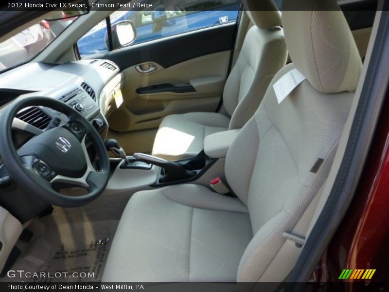 Crimson Pearl / Beige 2012 Honda Civic LX Sedan