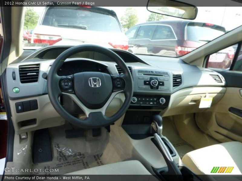 Crimson Pearl / Beige 2012 Honda Civic LX Sedan