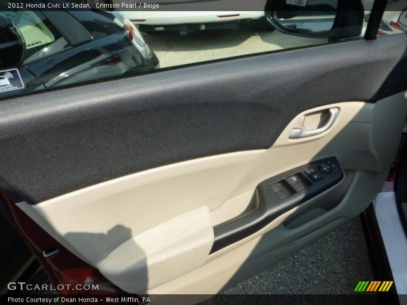 Crimson Pearl / Beige 2012 Honda Civic LX Sedan