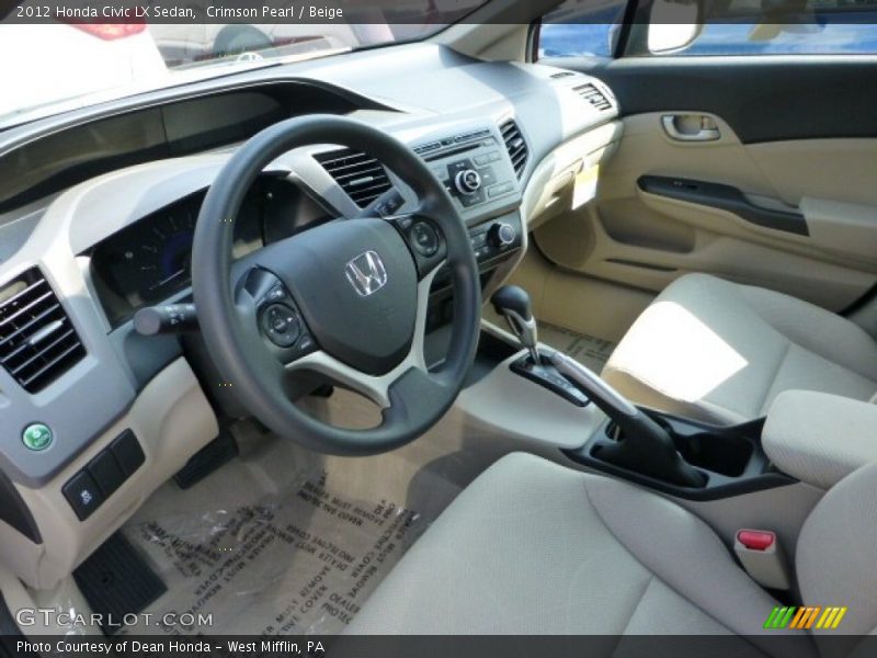 Crimson Pearl / Beige 2012 Honda Civic LX Sedan