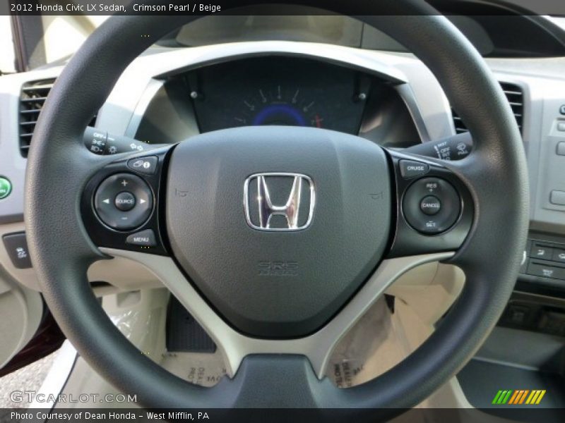Crimson Pearl / Beige 2012 Honda Civic LX Sedan