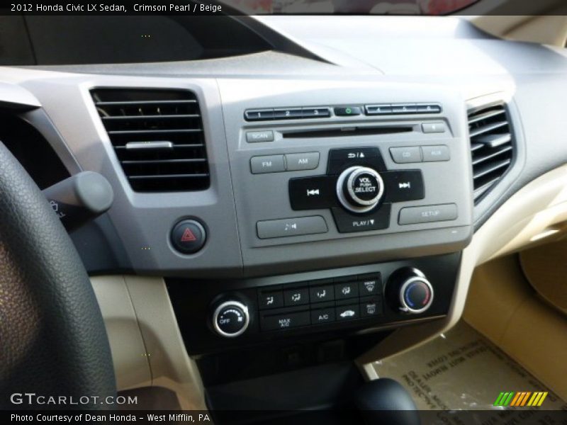 Crimson Pearl / Beige 2012 Honda Civic LX Sedan