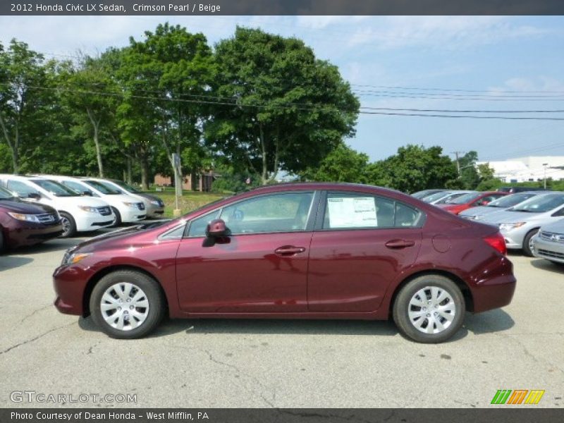 Crimson Pearl / Beige 2012 Honda Civic LX Sedan