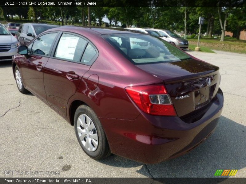 Crimson Pearl / Beige 2012 Honda Civic LX Sedan