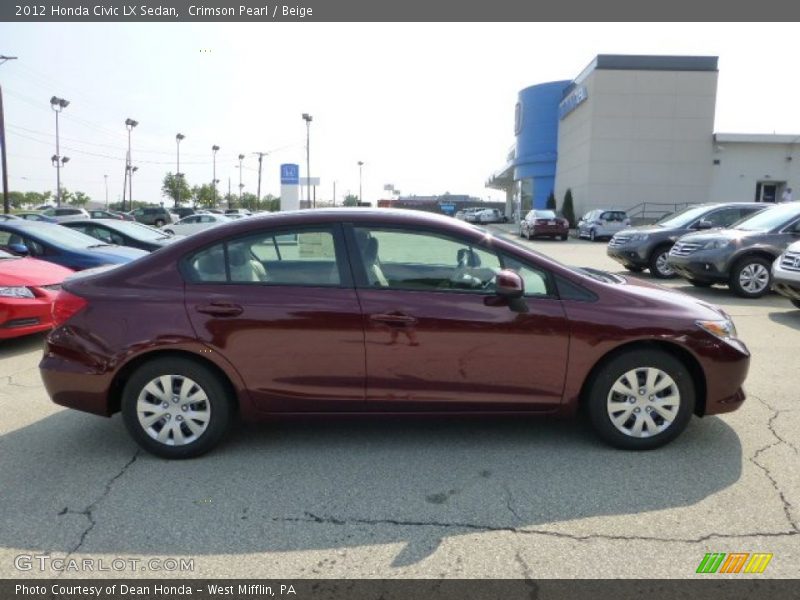 Crimson Pearl / Beige 2012 Honda Civic LX Sedan