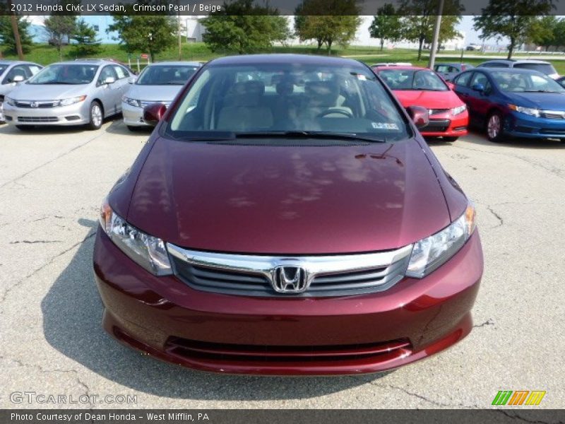 Crimson Pearl / Beige 2012 Honda Civic LX Sedan