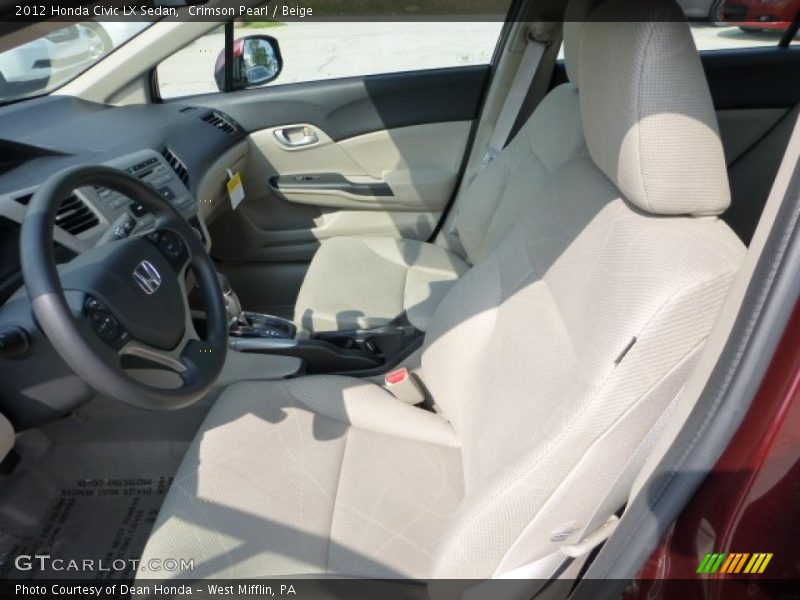 Crimson Pearl / Beige 2012 Honda Civic LX Sedan
