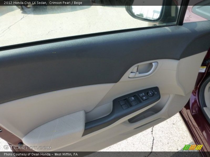 Crimson Pearl / Beige 2012 Honda Civic LX Sedan