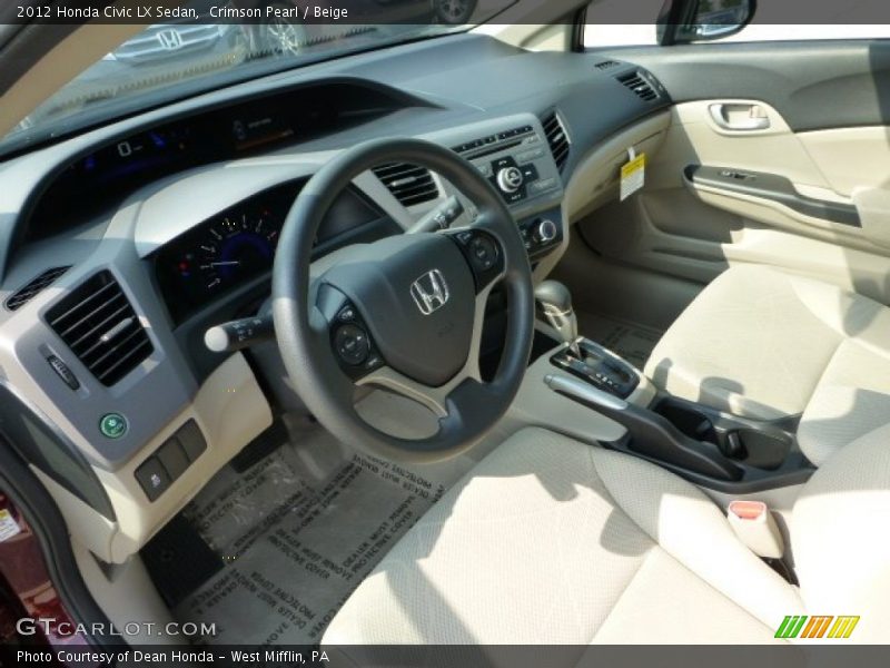 Crimson Pearl / Beige 2012 Honda Civic LX Sedan