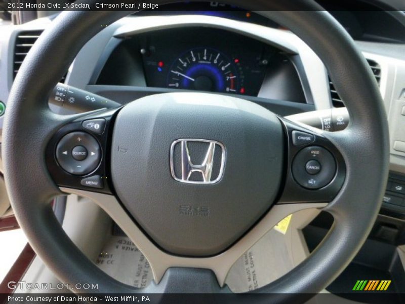 Crimson Pearl / Beige 2012 Honda Civic LX Sedan