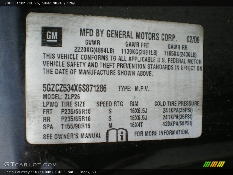 Silver Nickel / Gray 2006 Saturn VUE V6