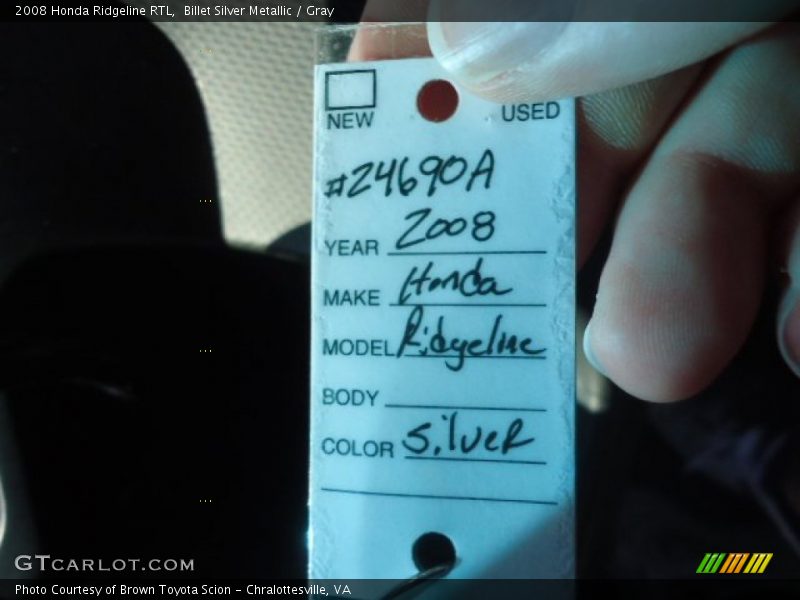 Billet Silver Metallic / Gray 2008 Honda Ridgeline RTL