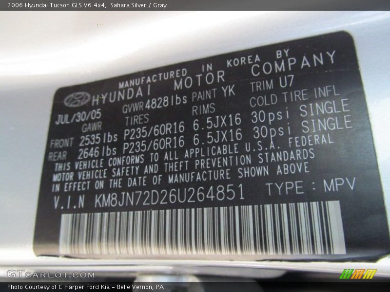 Sahara Silver / Gray 2006 Hyundai Tucson GLS V6 4x4