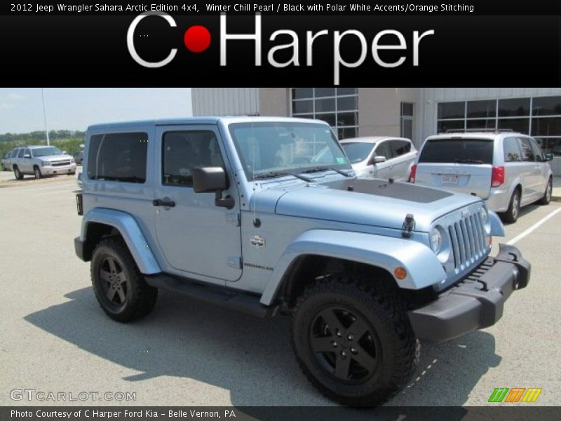 Winter Chill Pearl / Black with Polar White Accents/Orange Stitching 2012 Jeep Wrangler Sahara Arctic Edition 4x4