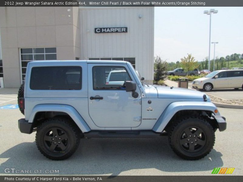 Winter Chill Pearl / Black with Polar White Accents/Orange Stitching 2012 Jeep Wrangler Sahara Arctic Edition 4x4