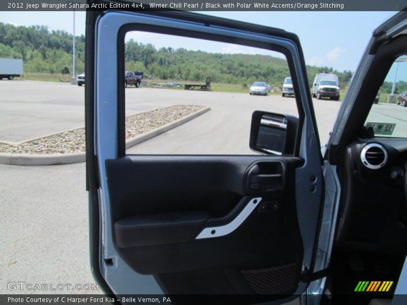 Winter Chill Pearl / Black with Polar White Accents/Orange Stitching 2012 Jeep Wrangler Sahara Arctic Edition 4x4
