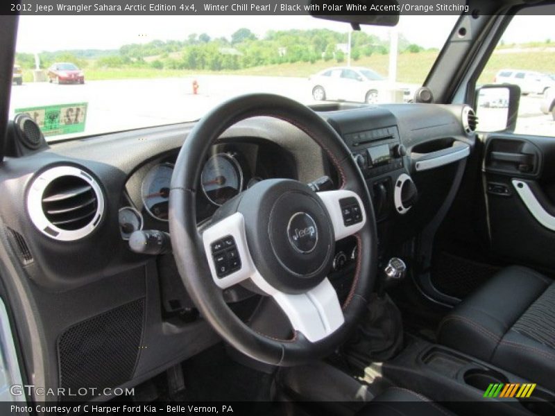  2012 Wrangler Sahara Arctic Edition 4x4 Black with Polar White Accents/Orange Stitching Interior