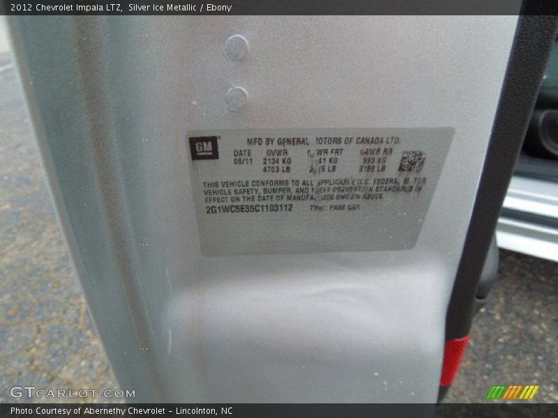 Silver Ice Metallic / Ebony 2012 Chevrolet Impala LTZ