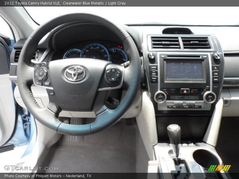 Clearwater Blue Metallic / Light Gray 2012 Toyota Camry Hybrid XLE
