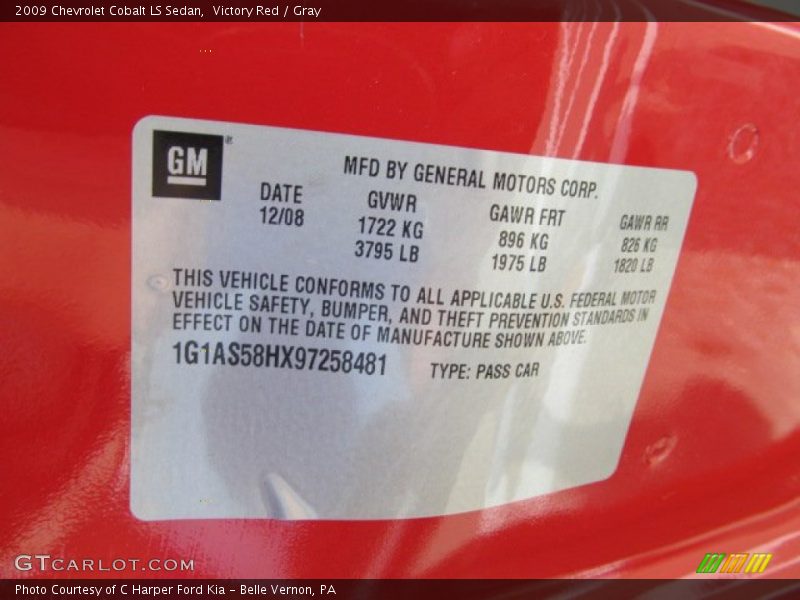 Victory Red / Gray 2009 Chevrolet Cobalt LS Sedan
