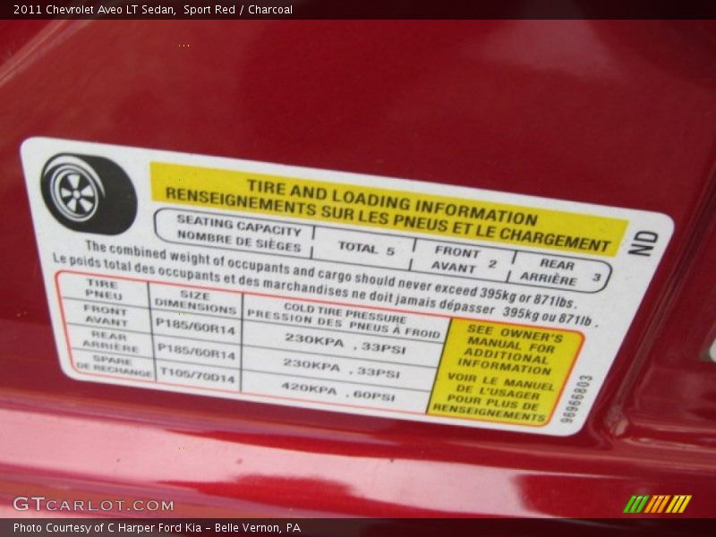 Sport Red / Charcoal 2011 Chevrolet Aveo LT Sedan