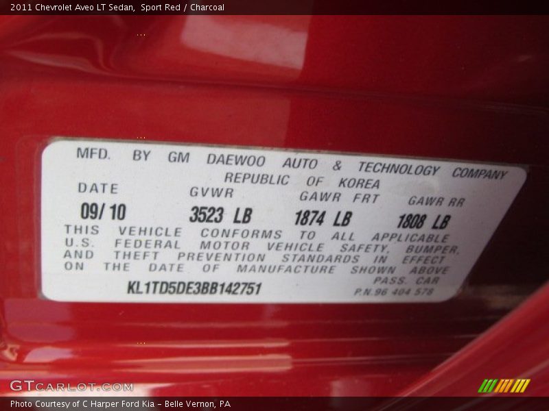 Sport Red / Charcoal 2011 Chevrolet Aveo LT Sedan