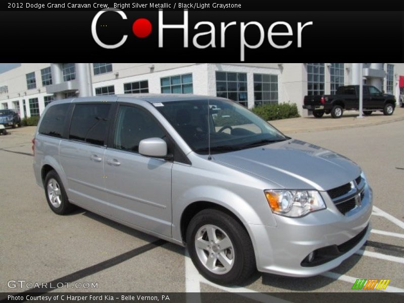 Bright Silver Metallic / Black/Light Graystone 2012 Dodge Grand Caravan Crew