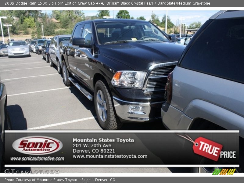 Brilliant Black Crystal Pearl / Dark Slate/Medium Graystone 2009 Dodge Ram 1500 Big Horn Edition Crew Cab 4x4