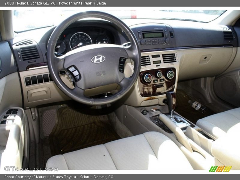 Powder White Pearl / Beige 2008 Hyundai Sonata GLS V6