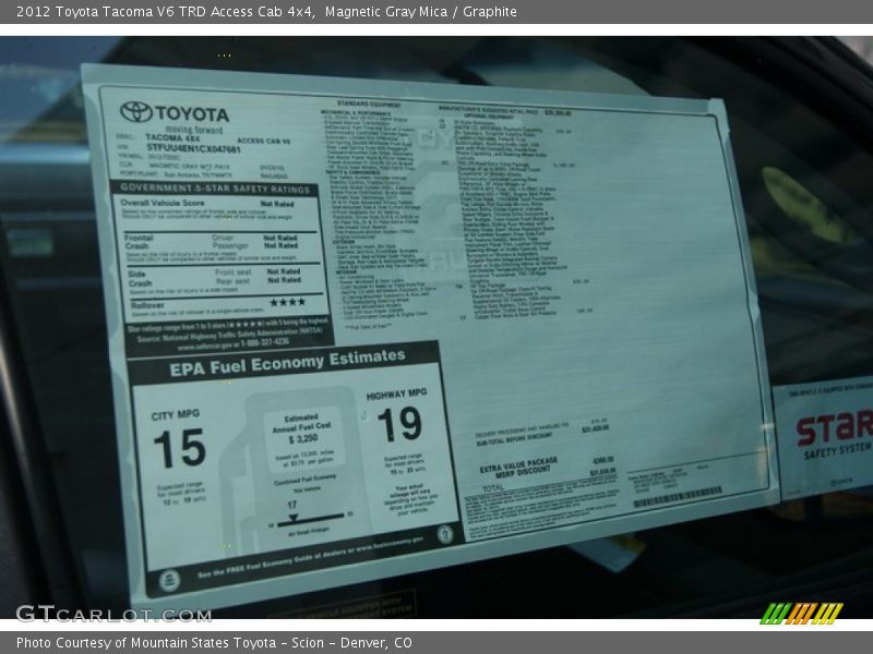Magnetic Gray Mica / Graphite 2012 Toyota Tacoma V6 TRD Access Cab 4x4