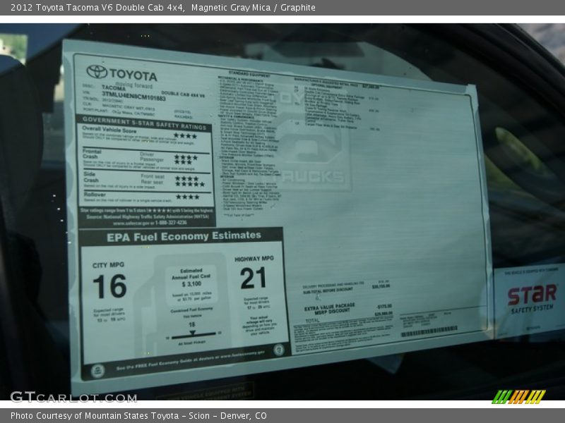 Magnetic Gray Mica / Graphite 2012 Toyota Tacoma V6 Double Cab 4x4