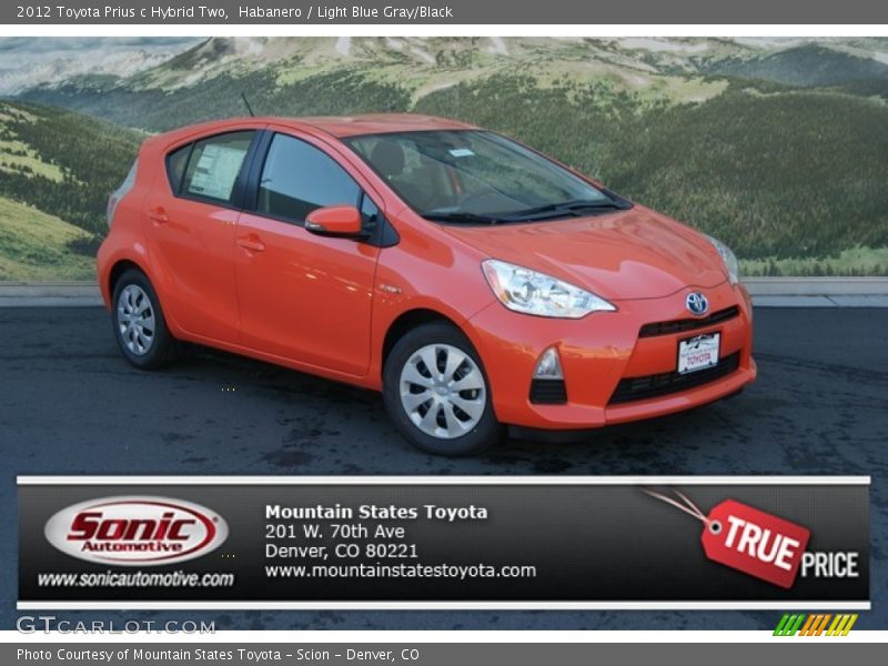 Habanero / Light Blue Gray/Black 2012 Toyota Prius c Hybrid Two