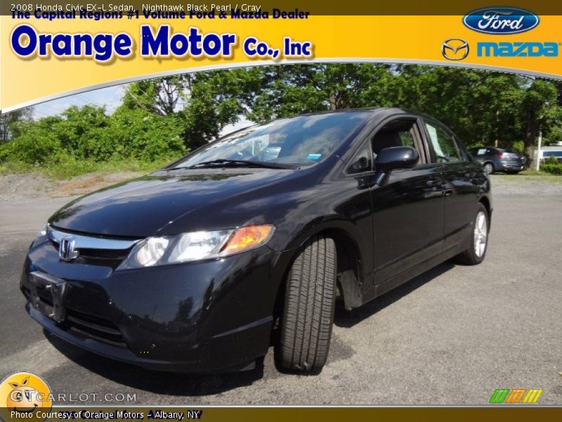Nighthawk Black Pearl / Gray 2008 Honda Civic EX-L Sedan