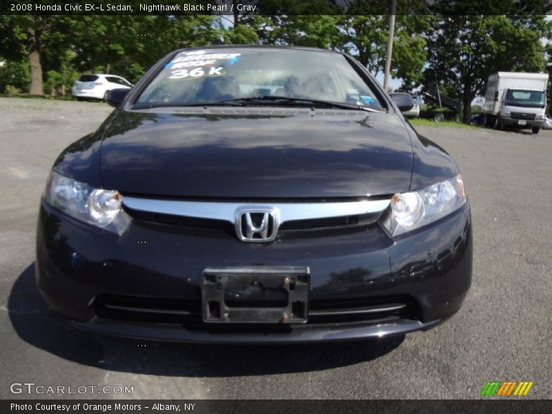 Nighthawk Black Pearl / Gray 2008 Honda Civic EX-L Sedan