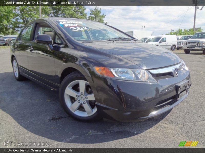 Nighthawk Black Pearl / Gray 2008 Honda Civic EX-L Sedan