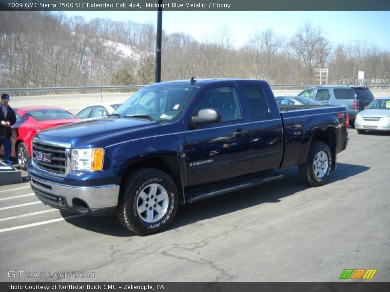 Midnight Blue Metallic / Ebony 2009 GMC Sierra 1500 SLE Extended Cab 4x4