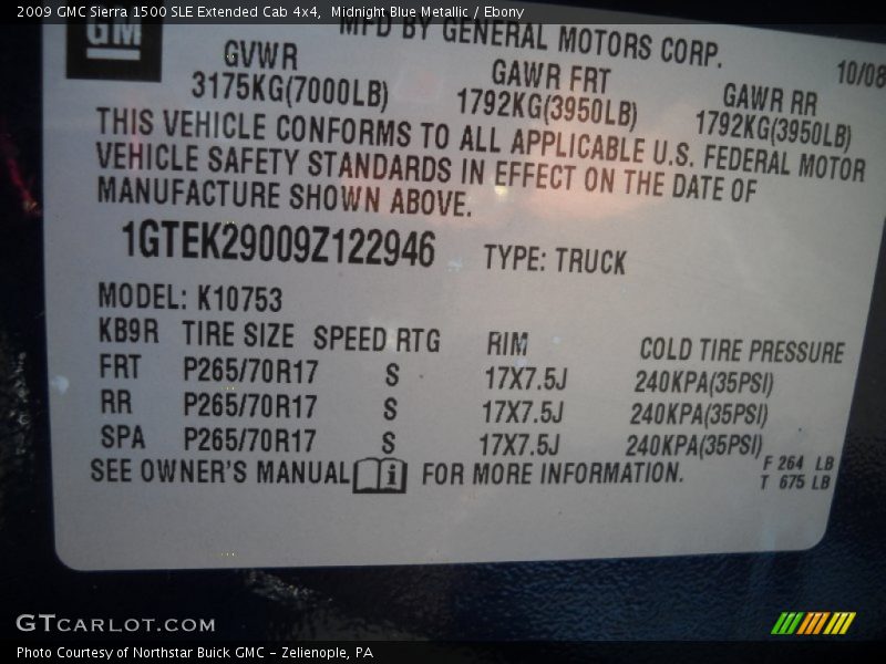 Midnight Blue Metallic / Ebony 2009 GMC Sierra 1500 SLE Extended Cab 4x4