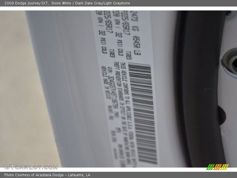 Stone White / Dark Slate Gray/Light Graystone 2009 Dodge Journey SXT